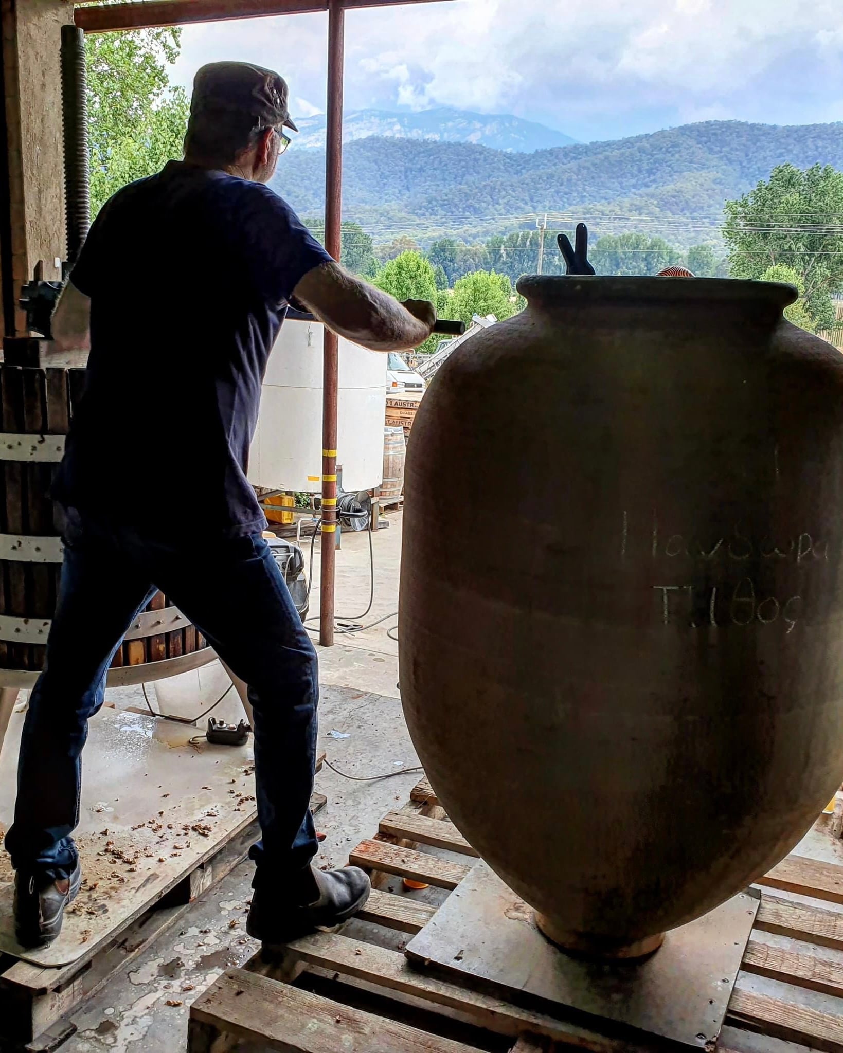 Glenn with one of the amphora