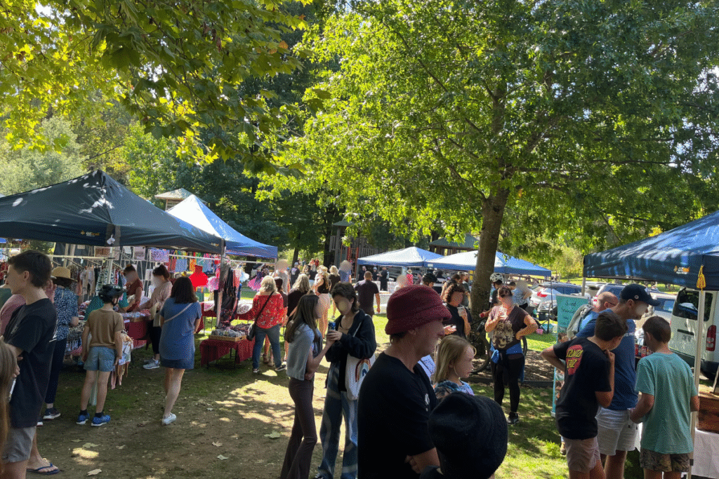 Market stalls Howitt Park, Bright