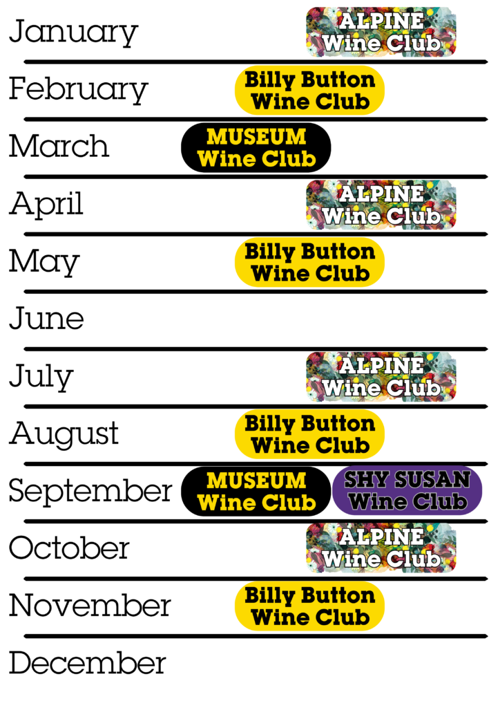 Yearly wine club calendar